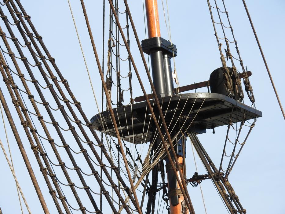 Rope Net on a Sailing Mystical Ship at Sea