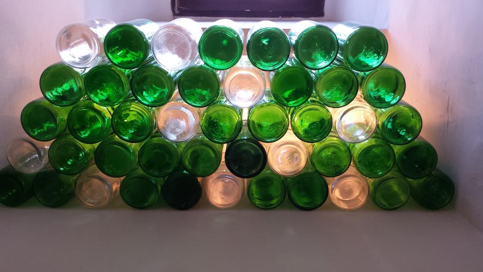 Colored Bottles Wine Glass in the Fridge