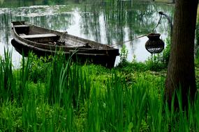 wooden boat by the recreation area