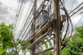 wooden poles in cables