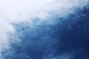 airplane flying far away in the sky