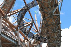 Spiral wooden bridge