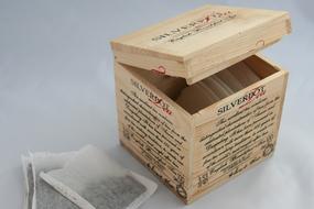wooden box with inscriptions