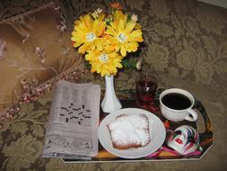 delicious breakfast on tray