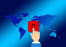 hand on the switch on a blue background