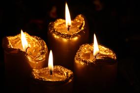 burning candles in the night