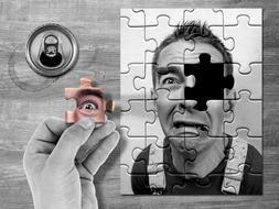 Funny puzzle with a person face