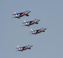 colored planes in the sky