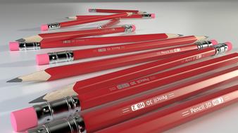 pencil network red office 3d draw