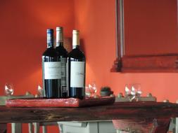 wine bottles on the table