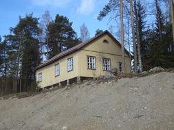 lonely house against a blue sky