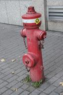 red hydrant outside with water