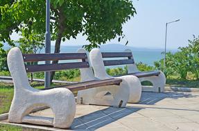 stone bench in the recreation park