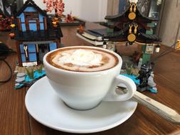 frothy coffee on the table