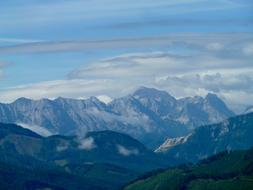 mountains cliffs rocks clouds view beautifully