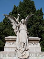 stone sculpture of an angel in a cemetery white