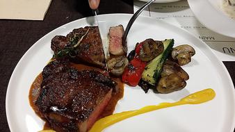 roast meat in sauce with vegetables