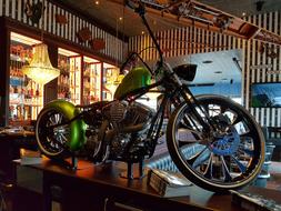 motorcycle in a cafe