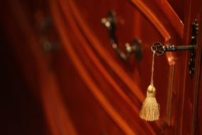 Office Wood Cabinet Closeup Cherry