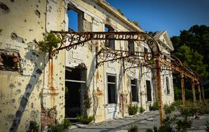 ruined building in the village