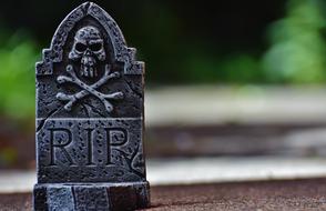 Halloween Tombstone Grey Skull And