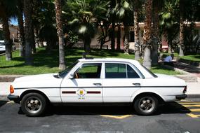 white police car on the road