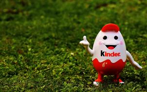 Funny kinder figurine on the grass