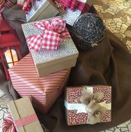 Christmas presents on the table