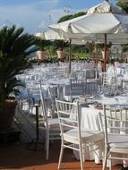 beach chairs and tables