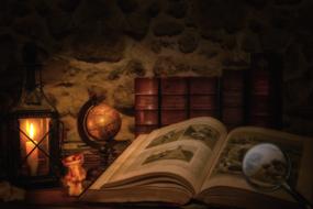 Old Book Lantern Magnifying Glass