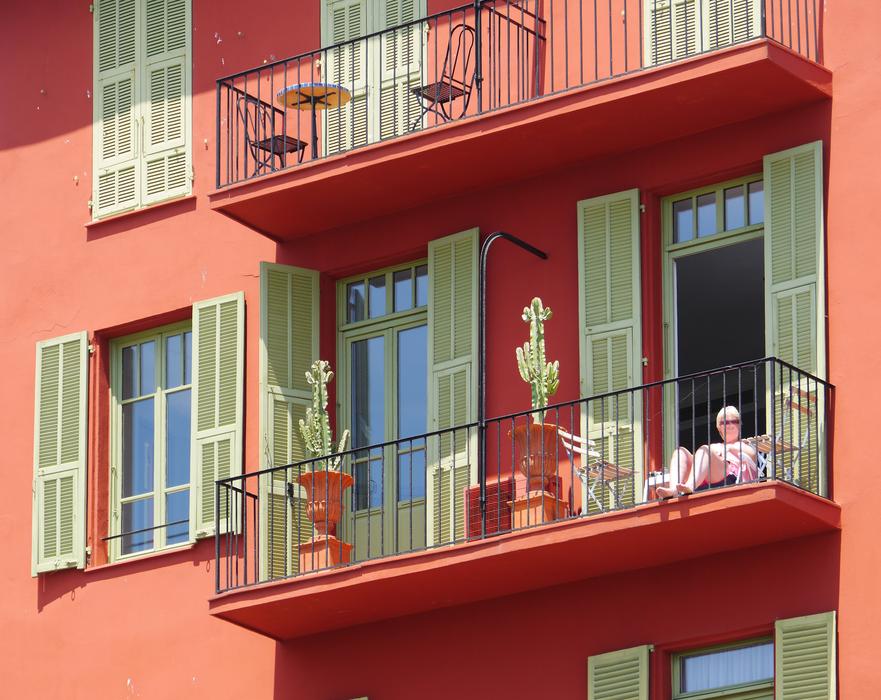resting girl on the balcony