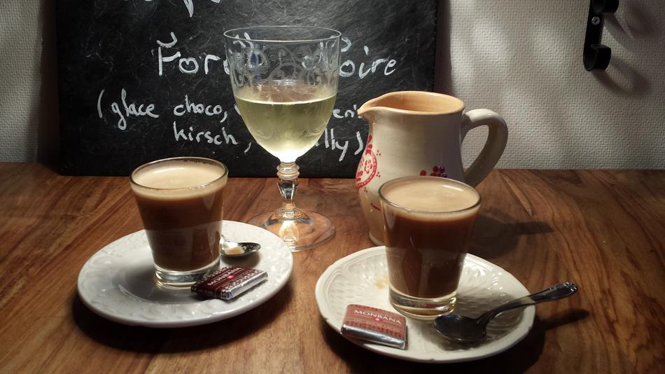 wine glass with hot coffee