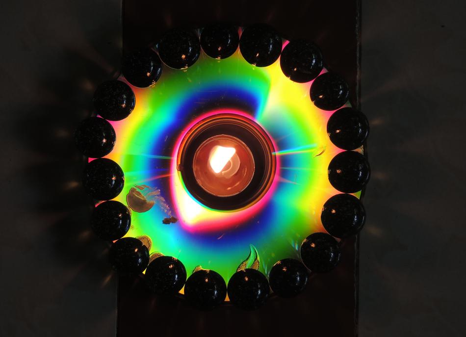 Rainbow pattern on a black background