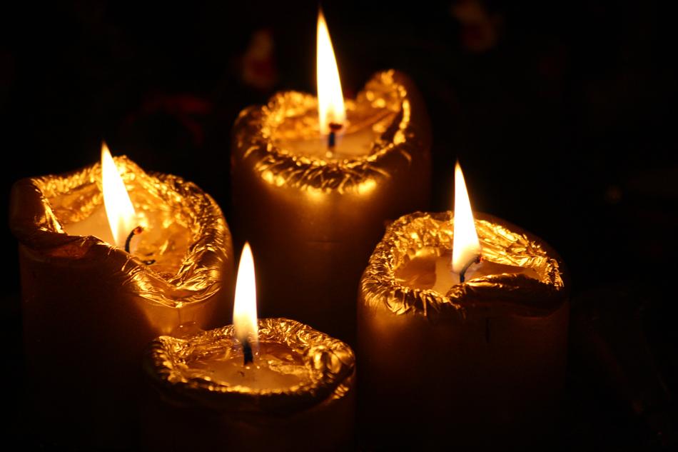 burning candles in the night