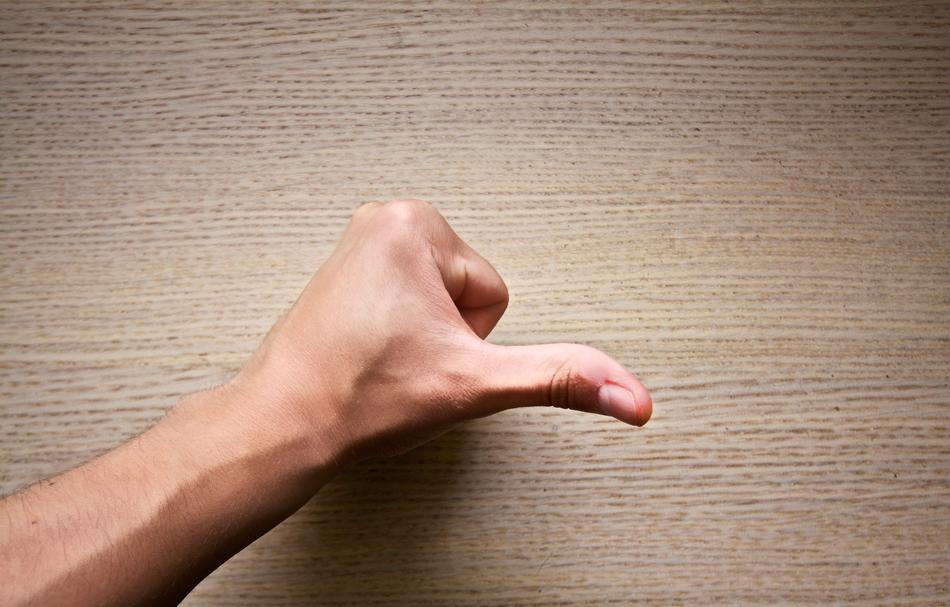 hand in front of the table