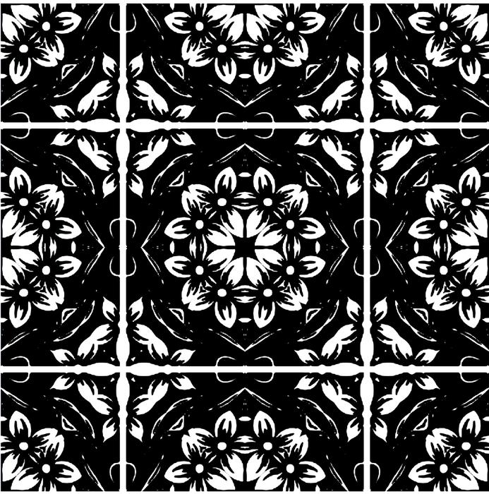 black background with white flowers
