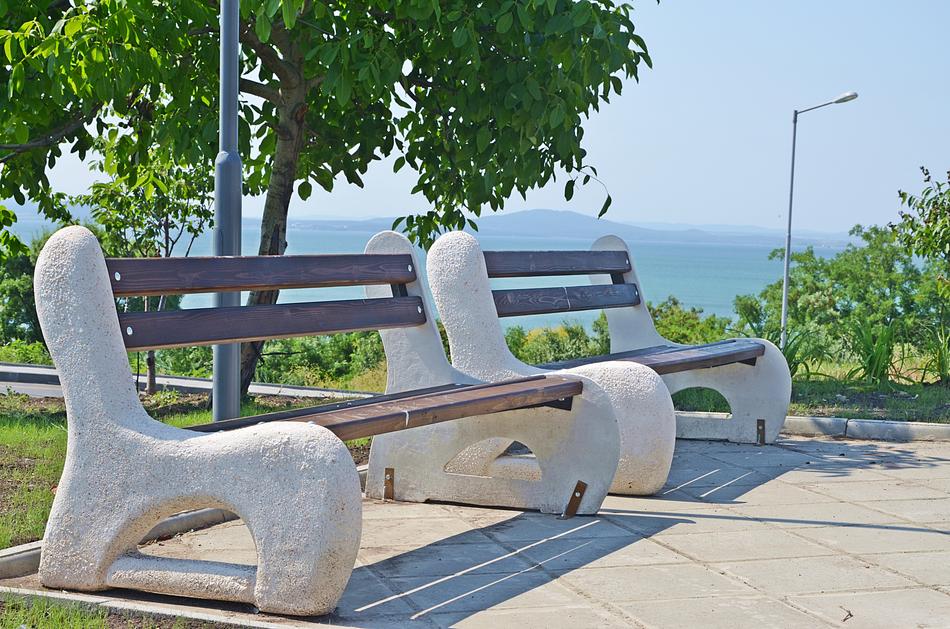 stone bench in the recreation park