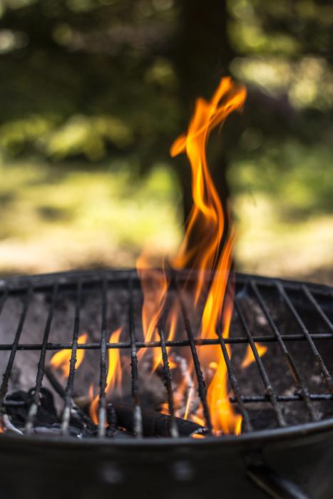 hot fire on the grill