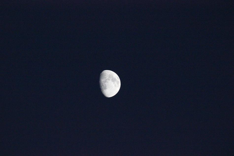 the moon in the dark sky shines