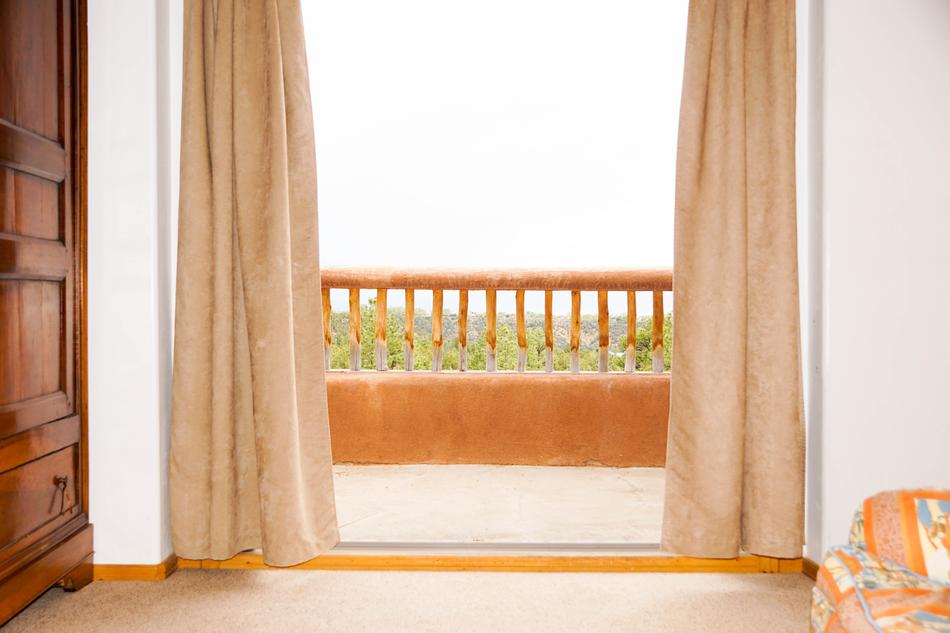 cozy balcony with landscape curtains