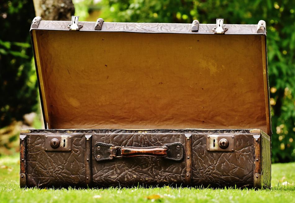 leather suitcase empty