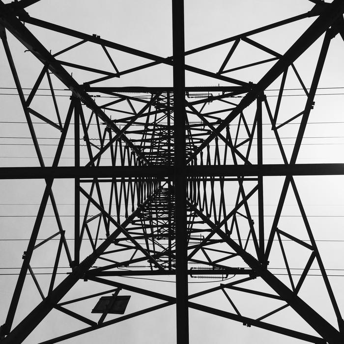 wire tower on gray background
