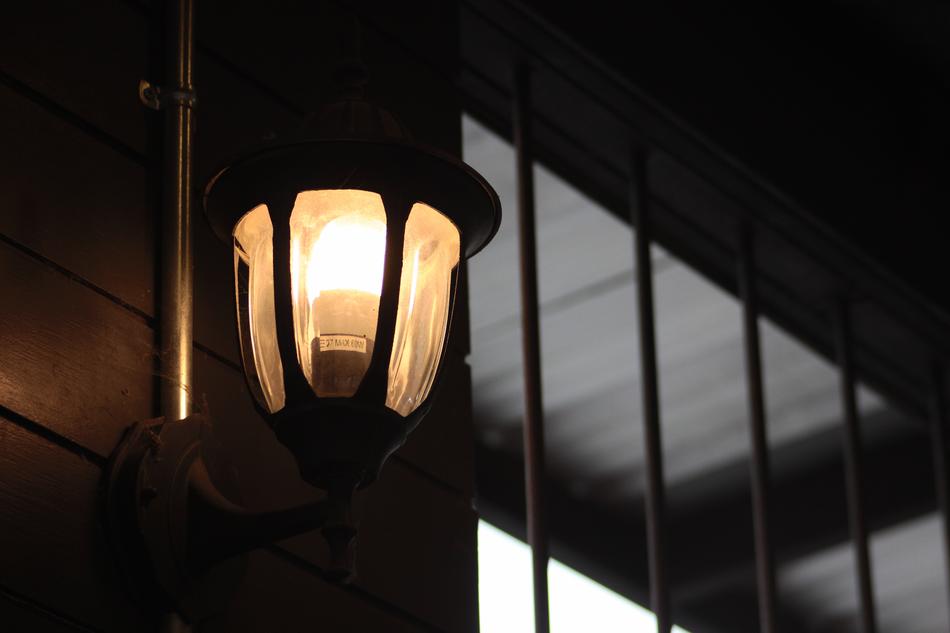 burning street lamp on the roof