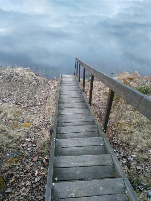 wooden staircase going up