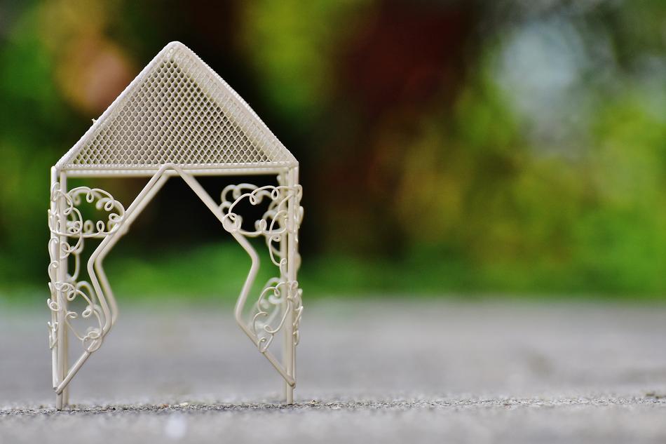 white pergola sculpture