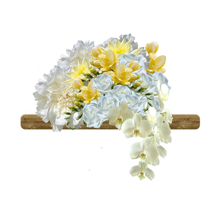 beautiful blooms on the shelf