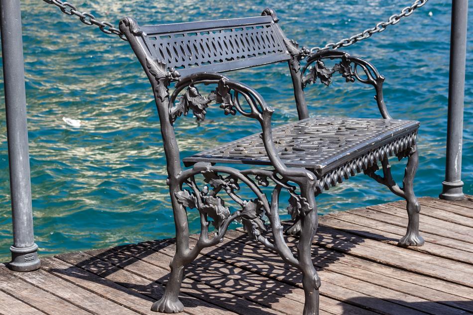 metal bench by the sea