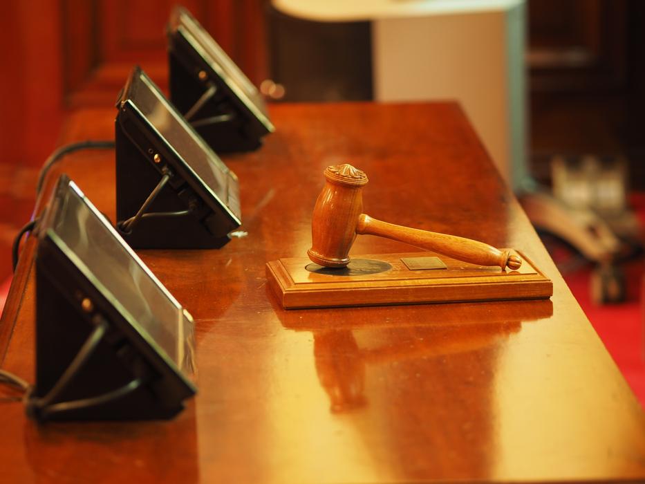 court table with a gavel