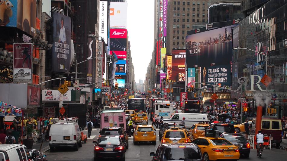 cars passing through the big city