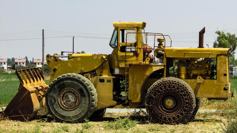 yellow farm bulldozer